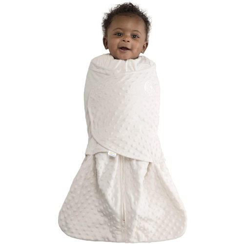 HALO Sleepsack Swaddle, 3-Way Adjustable Wearable Blanket, TOG 3.0, Velboa, Cream Plush Dots, Small, 3-6 Months