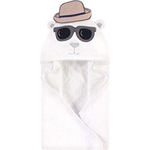 Hudson Baby Unisex Baby Cotton Animal Face Hooded Towel, Handsome Bear, One Size