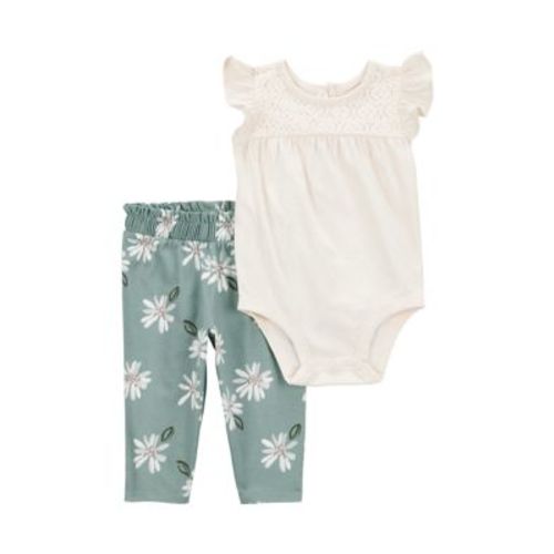 Baby Girls Ruffle Bodysuit and Floral Printed Pants Set