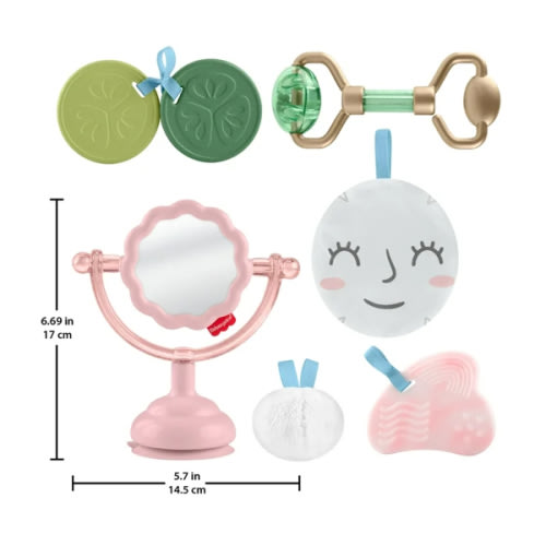 Fisher-Price Mini Me Moments Self-Care Sensory Set, 6-Piece Baby Rattle & Teether Toys