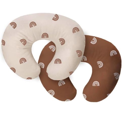 Nursing Pillow Cover 2 Pack,Neutral Breastfeeding Pillow Cover Fits 22.5in*18in Nursing Pillow for Baby Boy Girl, Neutral Baby Nursing Pillow Cover(Boho Rainbow Style)