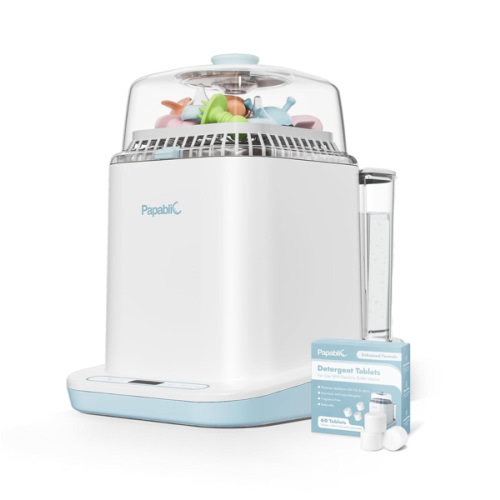 Papablic Bottle Washer Pro, Baby Bottle Washer & Sterilizer & Dryer, 4-in-1 Bottle Washer Sanitizer for Bottles, Pump Parts, & Baby Essentials - Quick & Clean with 60 Detergent Tablets