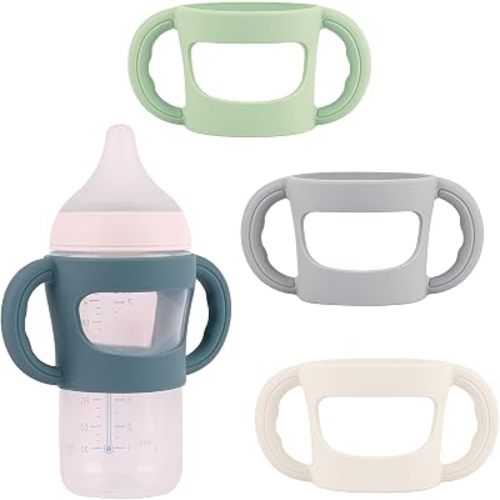 4 Pack Baby Bottle Handles, Silicone Sleeves for NUK Bottles