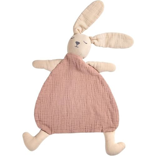 lulumoon Lapin en mousseline Lovey pour bébé : couverture de sécurité douce pour la peau pour s'apaiser – Cadeau de naissance pour fête prénatale