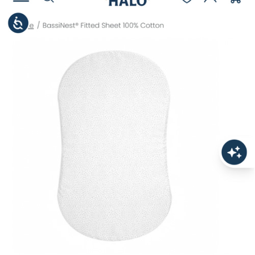 HALO - BassiNest Fitted Sheet 100% Cotton | Pebble - white
