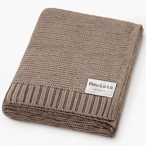 100% Organic Cotton Heritage Knit Textured Baby Blanket - Signature Heritage Knit, Soft Breathable Newborn Baby Blanket (Heritage - Mocha)