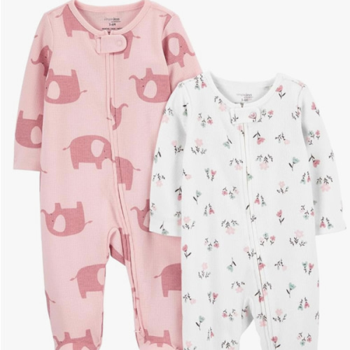 Simple Joys by Carter's Baby Girls' 2-Way Zip Thermal Footed Sleep and Play, Pack of 2