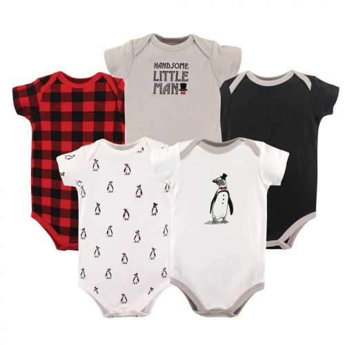 Hudson Baby Short Sleeve Bodysuits, 5-Pack, Newborn- 24 Months