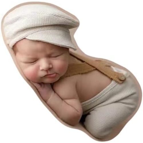 Newborn Photography Outfits Props Baby Photoshoots Costume Boy Photo Posing Lattice Suspender Pants Hats