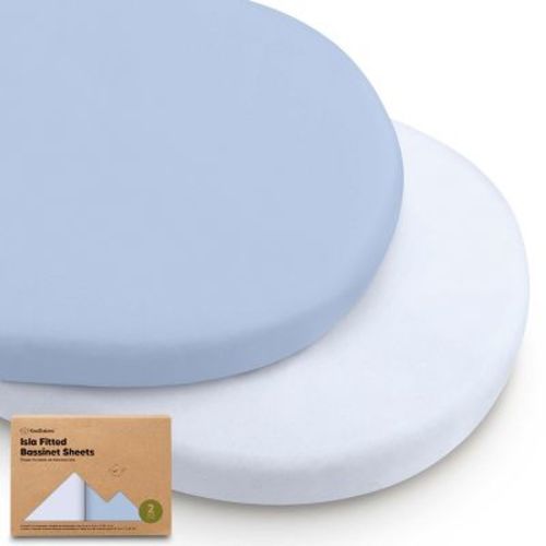 KeaBabies Bassinet Sheet for Baby Girls, Boys, 2-Pack Isla Fitted Bassinet Sheets, Bassinet Mattress Sheets (Blue Flax)