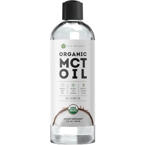 Kate Naturals MCT Oil for Coffee. Pure Coconut MCT C8 and C10 Oil (8oz, Organic, Unflavored)