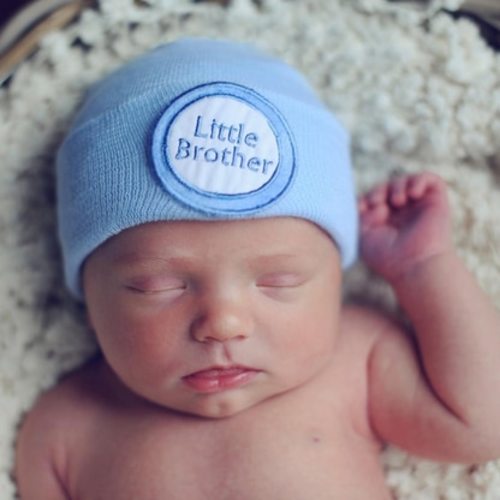 Newborn Hat, Blue Little Brother