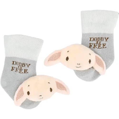 Kids Preferred Harry Potter Dobby Baby Infant Rattle Socks with Dobby Plush Rattle and Dobby is Free - Soft Baby Sock Feet Rattles Encourage Leaning Development Newborn to 9 Months