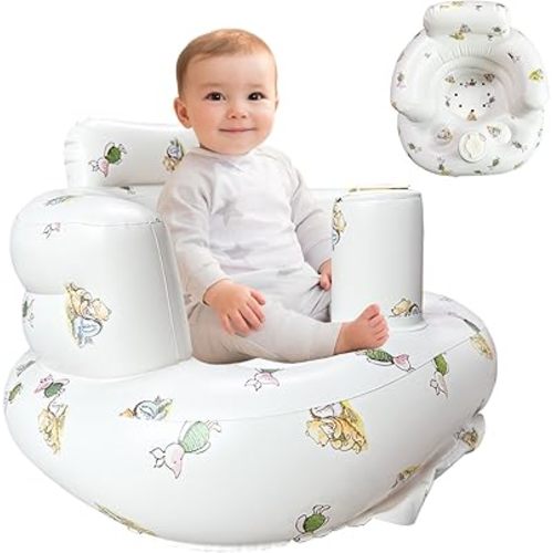 Inflatable Baby Seat for Sitting Up 3-12 Months, Portable Anti-Slip Baby Chair with Built-in Air Pump, Lightweight for Travel, Camping, Indoor & Gifts