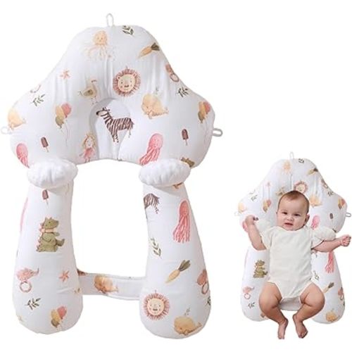 Wedge Pillow for Newborns with Detachable Body Support – Adjustable Children's Pillow，Soft and Breathable to Promote a Good Sleeping Experience, Travel-Friendly (Animal Park)