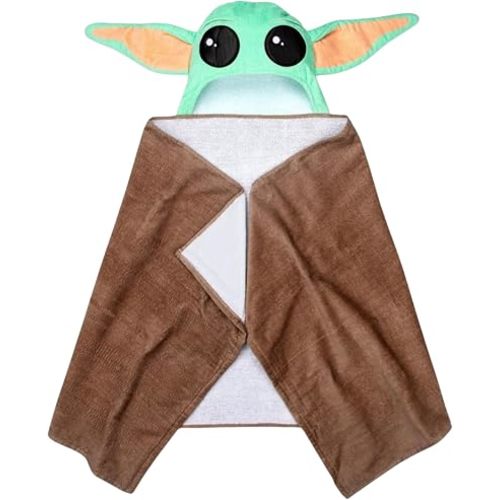 Jay Franco The Mandalorian Grogu Kids Hooded Towel, Star Wars Character Beach & Bath Wrap