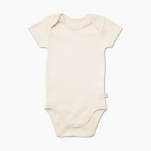 Tiny Kind Solid Short Sleeve Organic Cotton Bodysuit - Antique White, 9-12 M