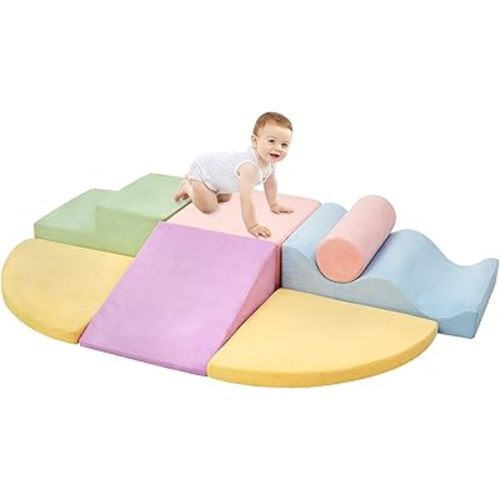 Climbing Toys for Toddlers, Toddler Climbing Toys Indoor, 7-Piece Soft Foam Climbing Blocks Set, Toddler Playtime Corner Climber Indoor Foam Play Gym for Climbing Crawling and Sliding
