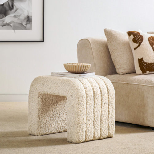 20.8" Wide Upholstered Pouf Ottoman