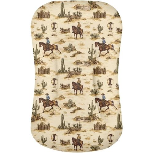 Western Cowboy Baby Lounger Cover Horse Southwestern Infant Lounger Covers for Newborn 31.5'' x 21.3'' Soft and Breathable Baby Nest Slipcover for Boys Girls