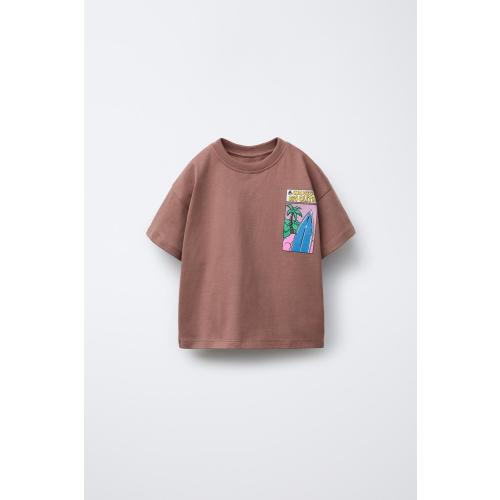 SURF PRINT T-SHIRT - Light brown | ZARA United States