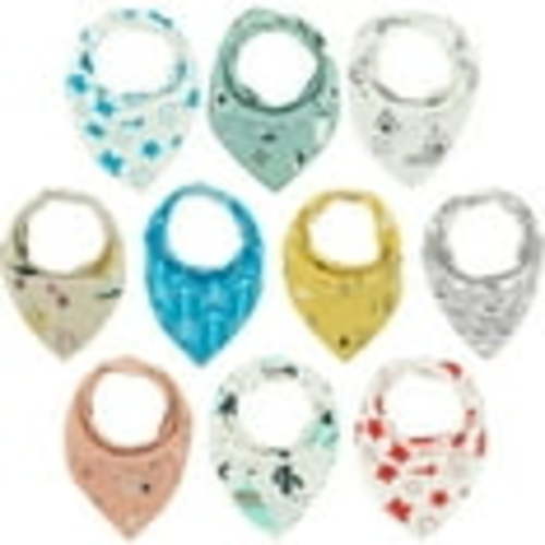 Sarvoza Organic Cotton Bandana Bibs for Babies, Unisex, 10 Pack, Adjustable, 3-24 Months