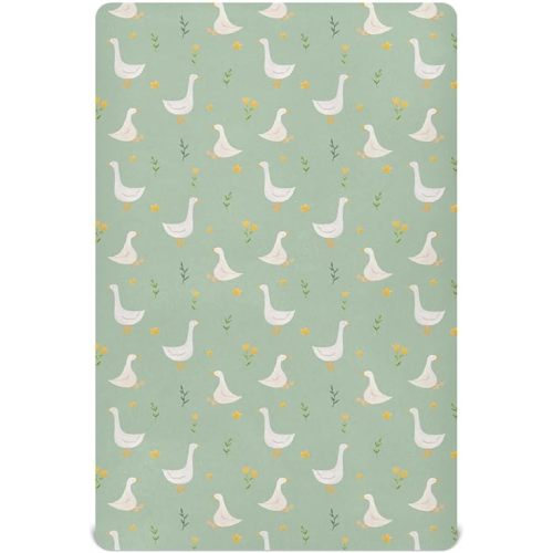 Goose Bird Crib Sheets for Boys Girls - Portable Microfiber Fitted Crib Sheet for Standard Crib and Toddler Mattress, Soft & Breathable, 28x52 Inch