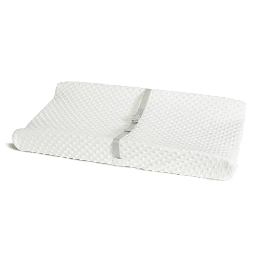 Munchkin Secure Grip Baby Diaper Changing Pad with Cover for Dresser, Waterproof and Wipeable, Contoured, Standard Size (16" x 31"), White
