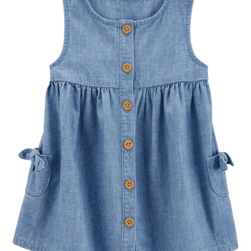Chambray Baby Solid Cotton Dress - Blue | Carter’s Oshkosh Canada