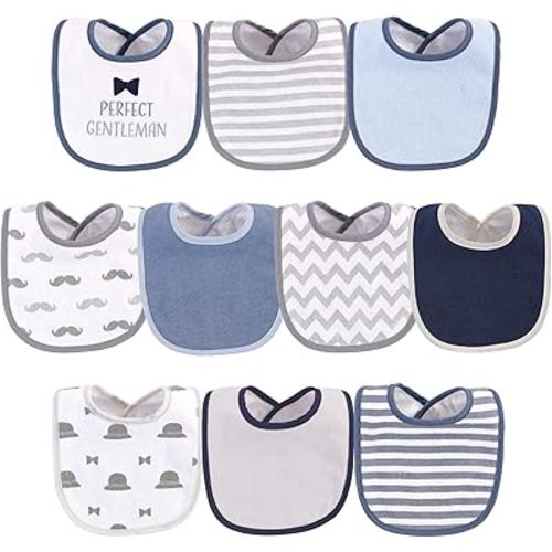 Hudson Baby Unisex Baby Cotton and Polyester Bibs, Perfect Gentleman, One Size