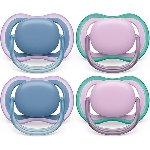 Philips Avent Ultra Air Pacifier - 4 x Light, Breathable Baby Pacifiers for Babies Aged 6-18 Months, BPA Free with Sterilizer Carry Case, SCF085/54