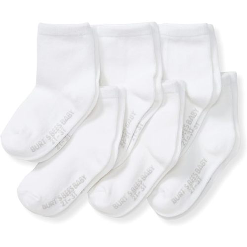 Burt's Bees Baby Unisex Baby Socks Ankle or Crew Height Made with Soft Organic Cotton, 6 Packs with Non-Slip Grips for Babies