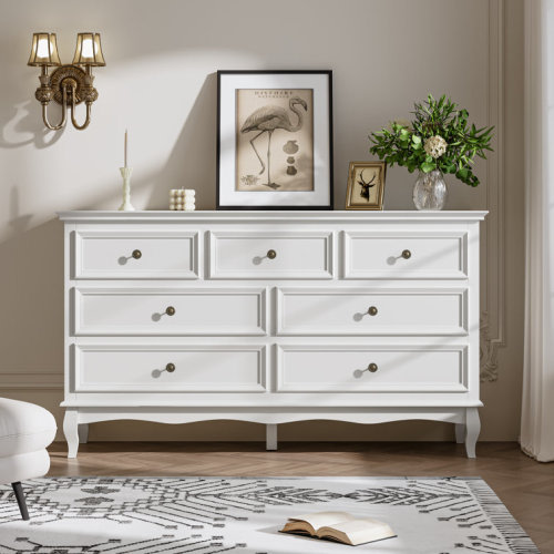 Modern White 7-Drawer Dresser