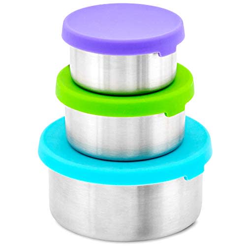 WeeSprout 18/8 Stainless Steel Food Storage Containers - Set of 3 (150 ml, 200 ml, 400 ml) Durable Metal with Leakproof Silicone Lids, for Lunch Box, Snacks & Leftovers