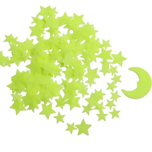 Glow in The Dark Stars - Glow Stars Stickers for Ceiling,Self Adhesive 3D Glowing Stars and Moon for Starry Sky,Wall Decals for Kids Rooms,Wall Stickers for Bedroom(200 Stars,1 Moon)