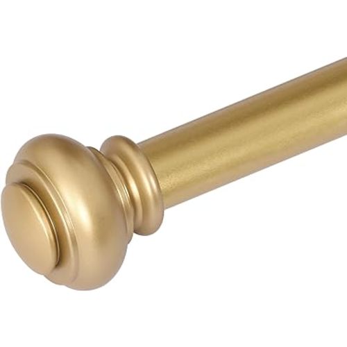 FantasDecor Curtain Rods for Windows 16-43 Inches Adjustable Length 1 Inch Diameter Bedroom, Kitchen, Living Room Curtain Rod with Classic Round End Caps Gold Color