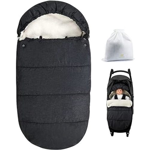 Bebamour Universal Stroller Footmuff Waterproof Baby Stroller Bunting Bag Winter Warm Stroller Sleeping Bag Winter Outdoor Tour Toddler Stroller Footmuff (Dark Grey)