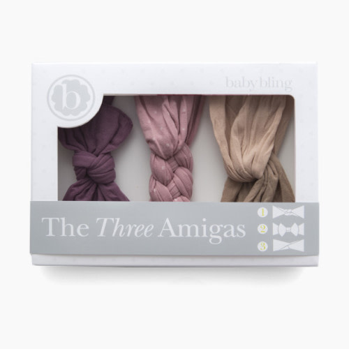 The Three Amigas Headband Set (3 Pack) - Mauve Dot/Lilac/Taupe