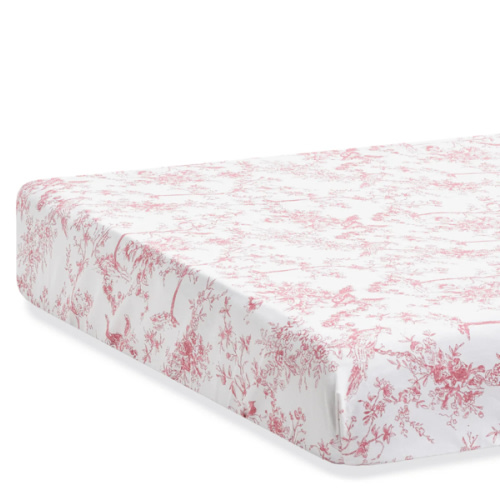 Luxe Premium Percale Crib Sheet in Pink Timeless Toile