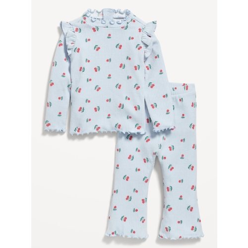 Printed Cozy Rib-Knit Ruffled Top and Pants Set for Baby | Old Navy