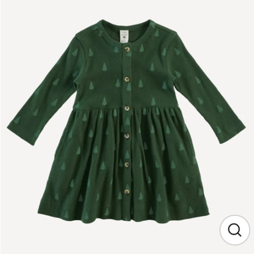 long sleeve button dress | tiny tree | organic cotton thermal