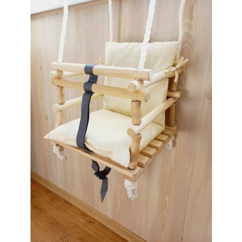 Handmade Wooden Baby Swing – Indoor/Outdoor Toddler Swing, Natural Wood Baby Seat, Montessori-Inspired Nursery Decor