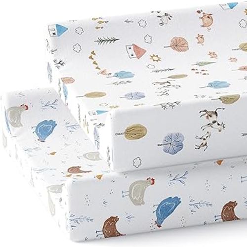 Baby Changing Pad Cover 2-Pack for Boys, Girls (Farm Animals) - Premium Fitted Sheets Baby Diaper Changing Table Cover - Buttery Soft Cotton Blend