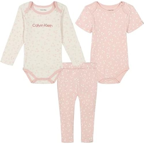 Calvin Klein baby-girls 3pc Creeper Pant Set