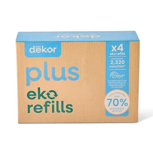 Diaper Dekor Pail Refills for Plus Original & Eko Diaper Pails, 4 Pack Unscented| Extra Thick Refills Made With 70% Recycled Materials