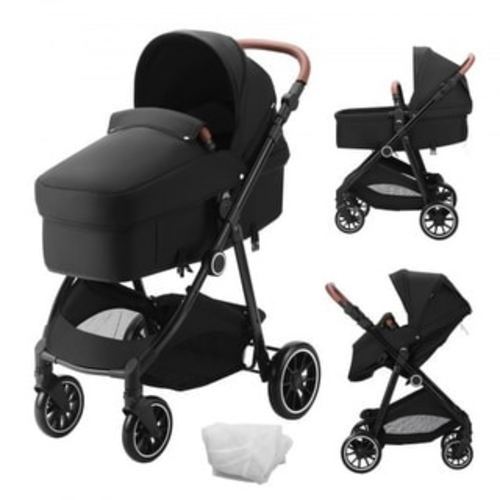 Carbon Steel Foldable 5-in-1 Stroller with Reversible Seat - 34.6” L x 23.6” W x 46.5” H