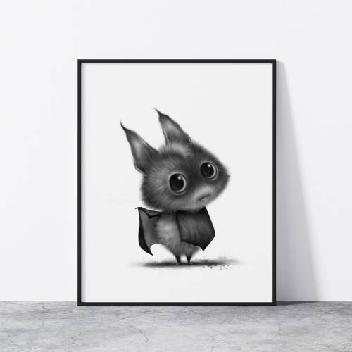 Thorn The Bat Art Print | Bat Art | Bat Gift Idea Bat Illustration Bat Wall Art Bat Lover Bat Gift Creepy Cute Art Cute Bat Art Bat Decor