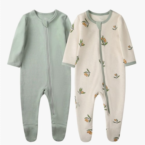 O2 BABY Baby Boys Girls Organic Cotton Zip-Front Sleeper Pajamas, Footed Sleep 'n Play