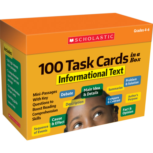 100 Task Cards in a Box: Informational Text, (Hardcover)
