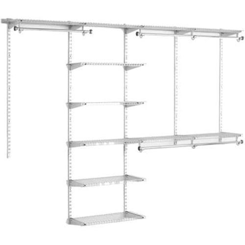 Rubbermaid Configurations Deluxe Custom Closet Kit, 4-8 Ft. Adjustable Metal Wire Shelving, Titanium Finish, Expandable Organization System, Hardware Included, for Home Closet/Pantry/Laundry/Mudroom